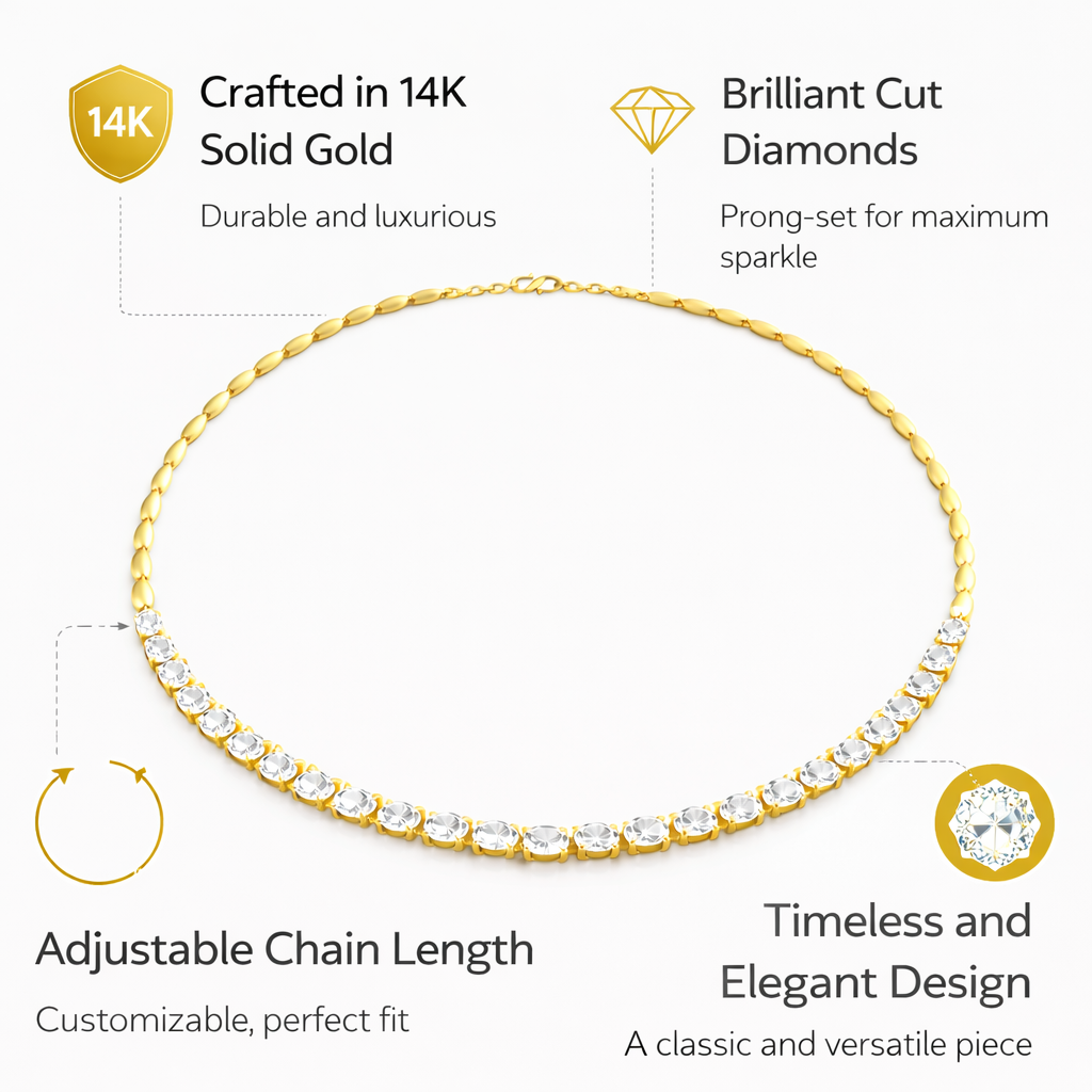 Celestia Oval Diamond Graduated Necklace