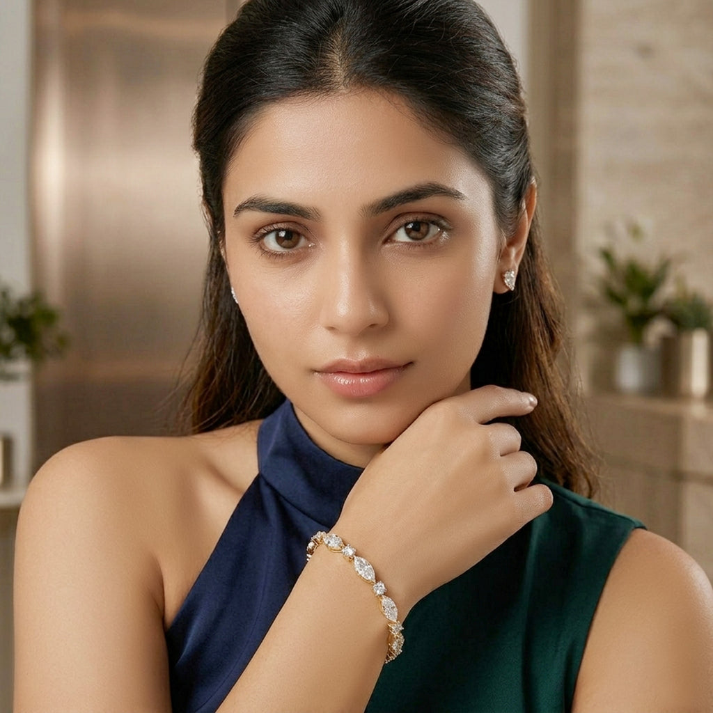 5.18 Carat Solitaire Lab Grown Diamond Bracelet In 14K Gold