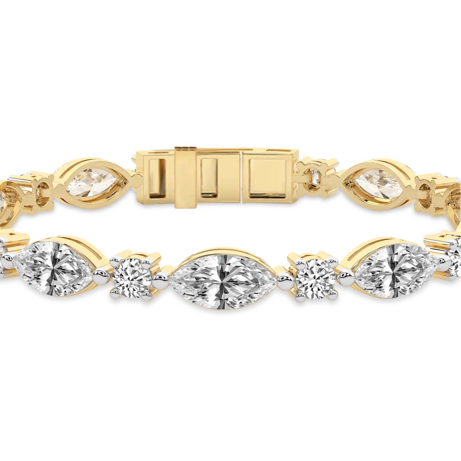 Sparkles Marquise & Round Cut Cluster Line Diamond Bracelet