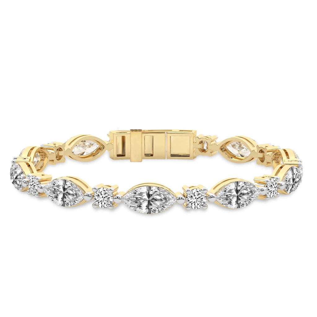 Sparkles Marquise & Round Cut Cluster Line Diamond Bracelet