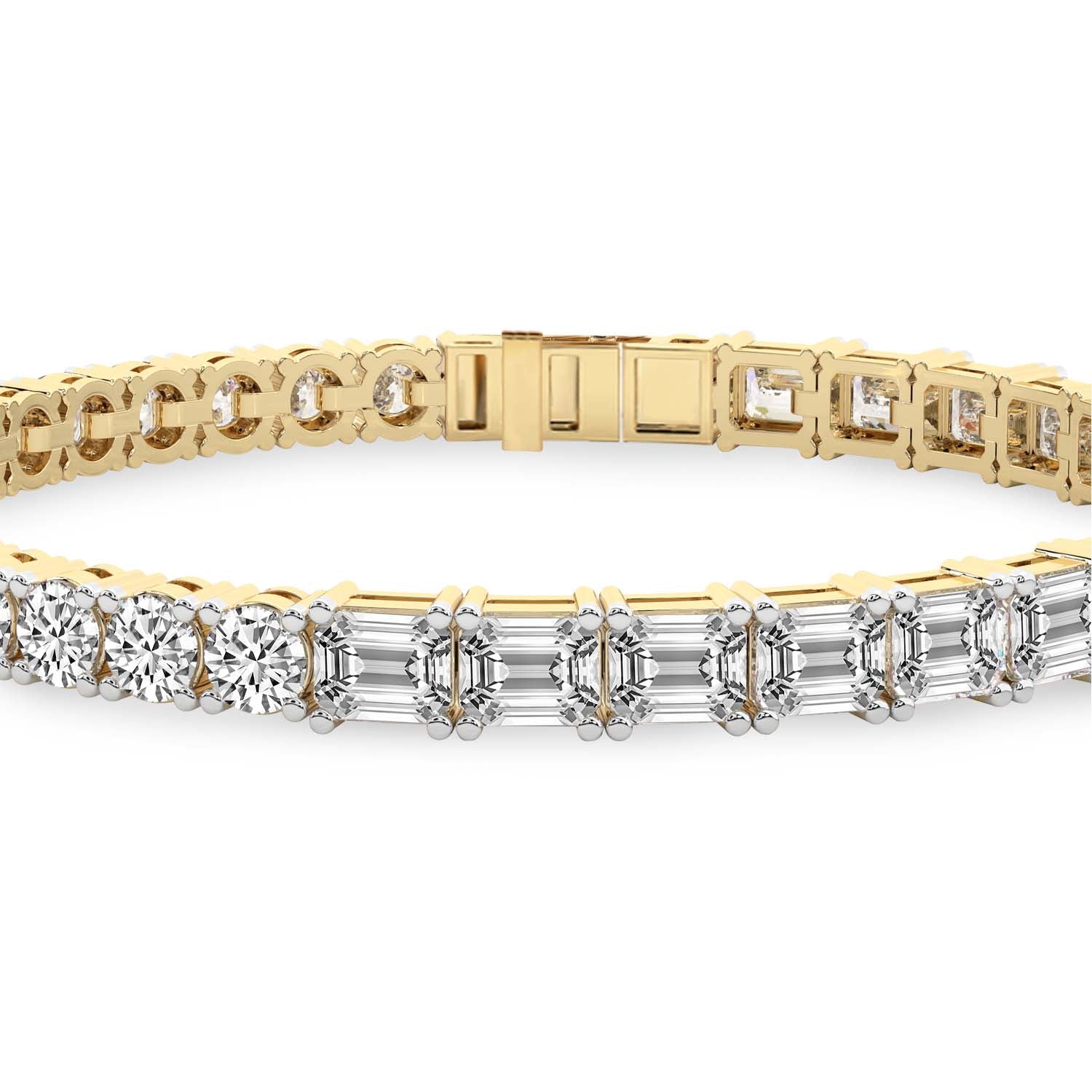 Sparkles Round & Baguette Two Tone Diamond Bracelet