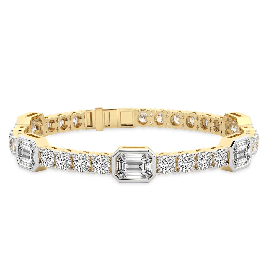 Sparkles Emerald & Round Cut Mixed Link Diamond Bracelet