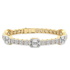 Sparkles Emerald & Round Cut Mixed Link Diamond Bracelet
