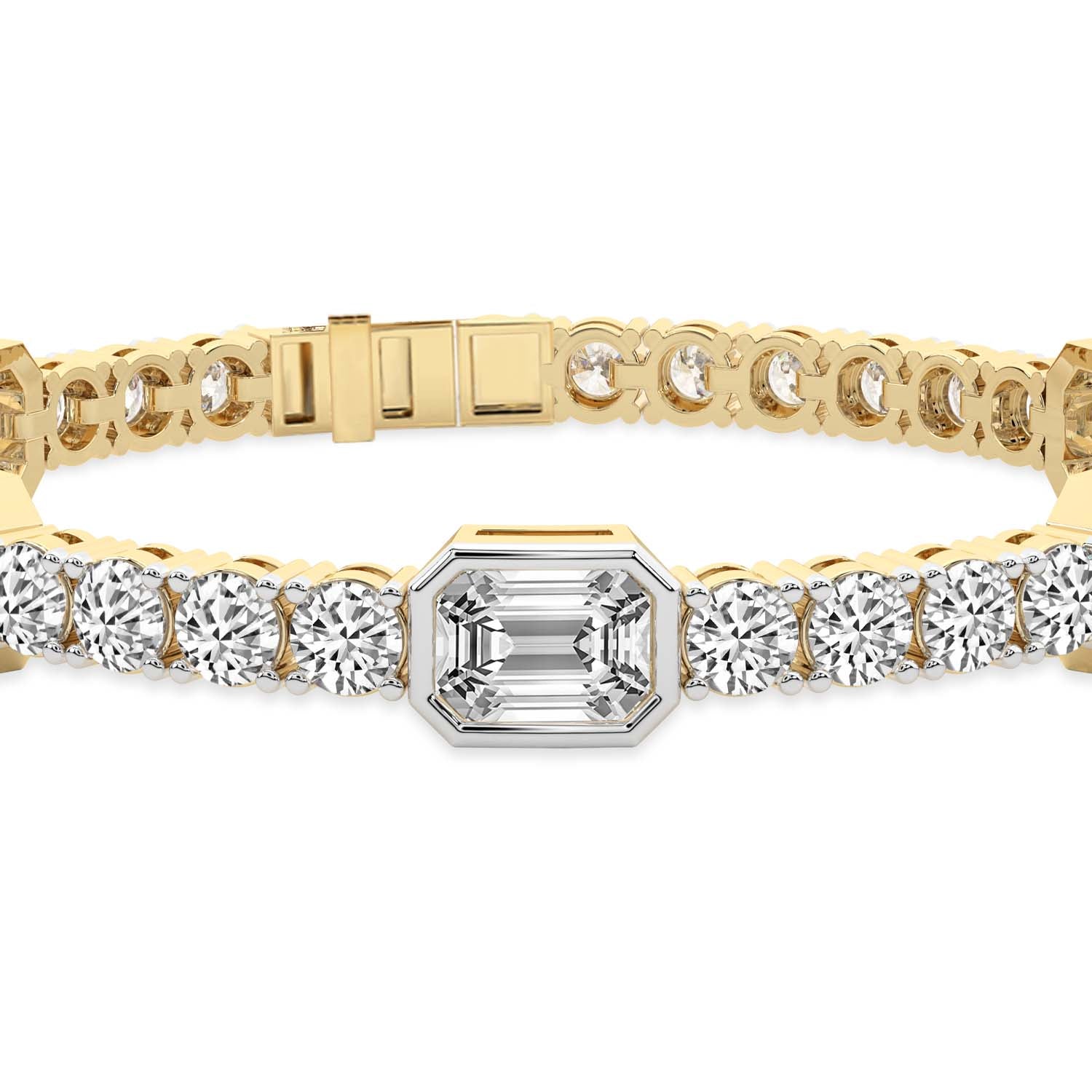 Sparkles Emerald & Round Cut Mixed Link Diamond Bracelet
