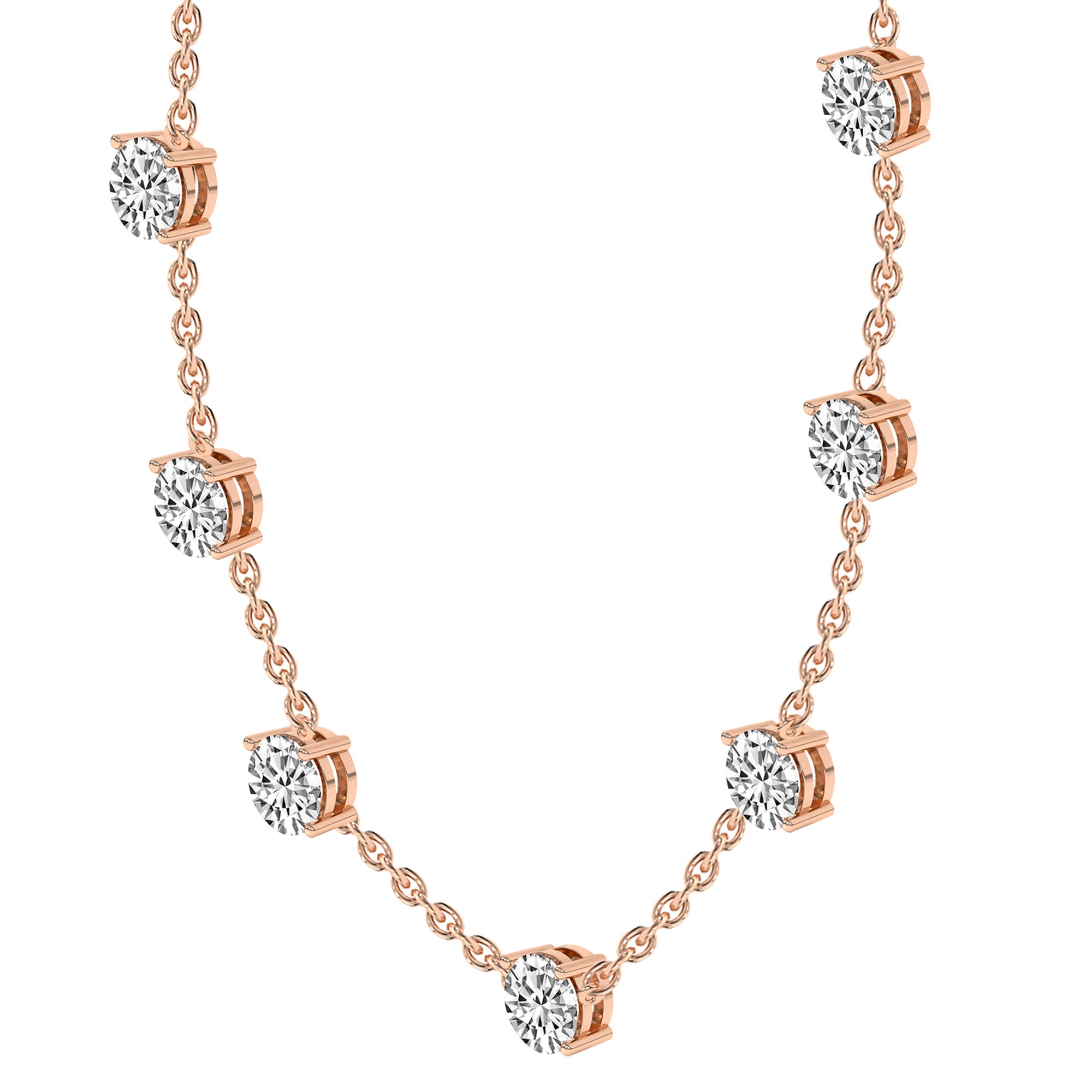 2.10 Ct Round Shape Diamond Fashion Necklace | 14K Rose Gold