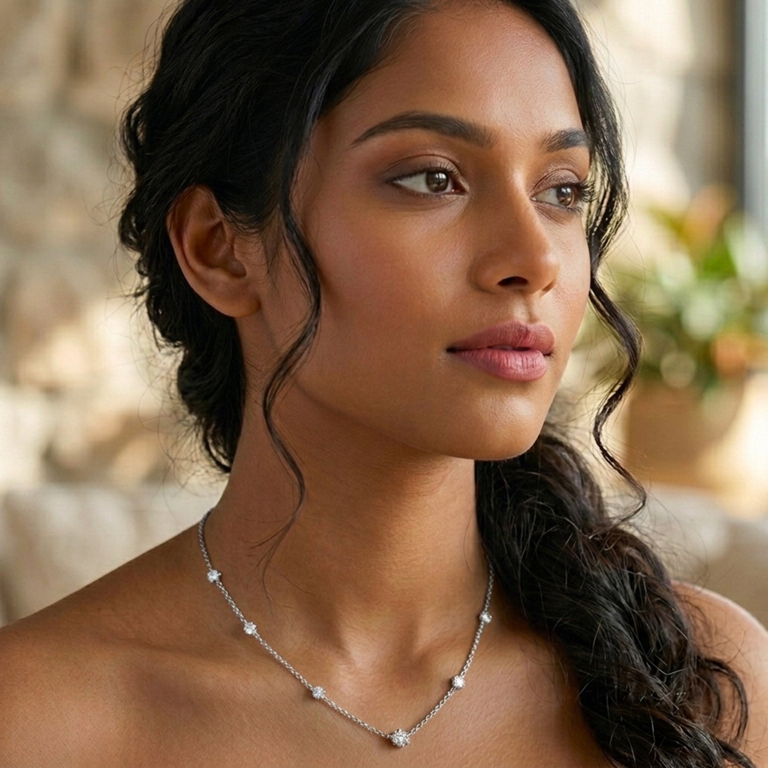 2.10 Ct Round Shape Diamond Fashion Necklace | 14K Yellow Gold