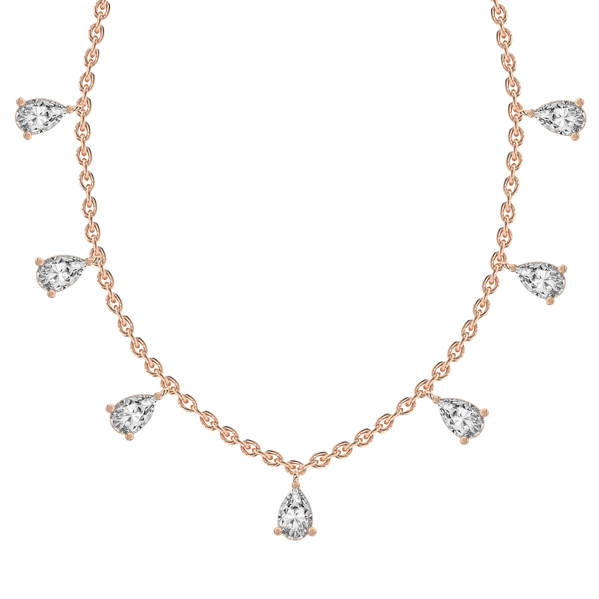 1.19 Ct Pear Shape Diamond Fashion Necklace | 14K Rose Gold