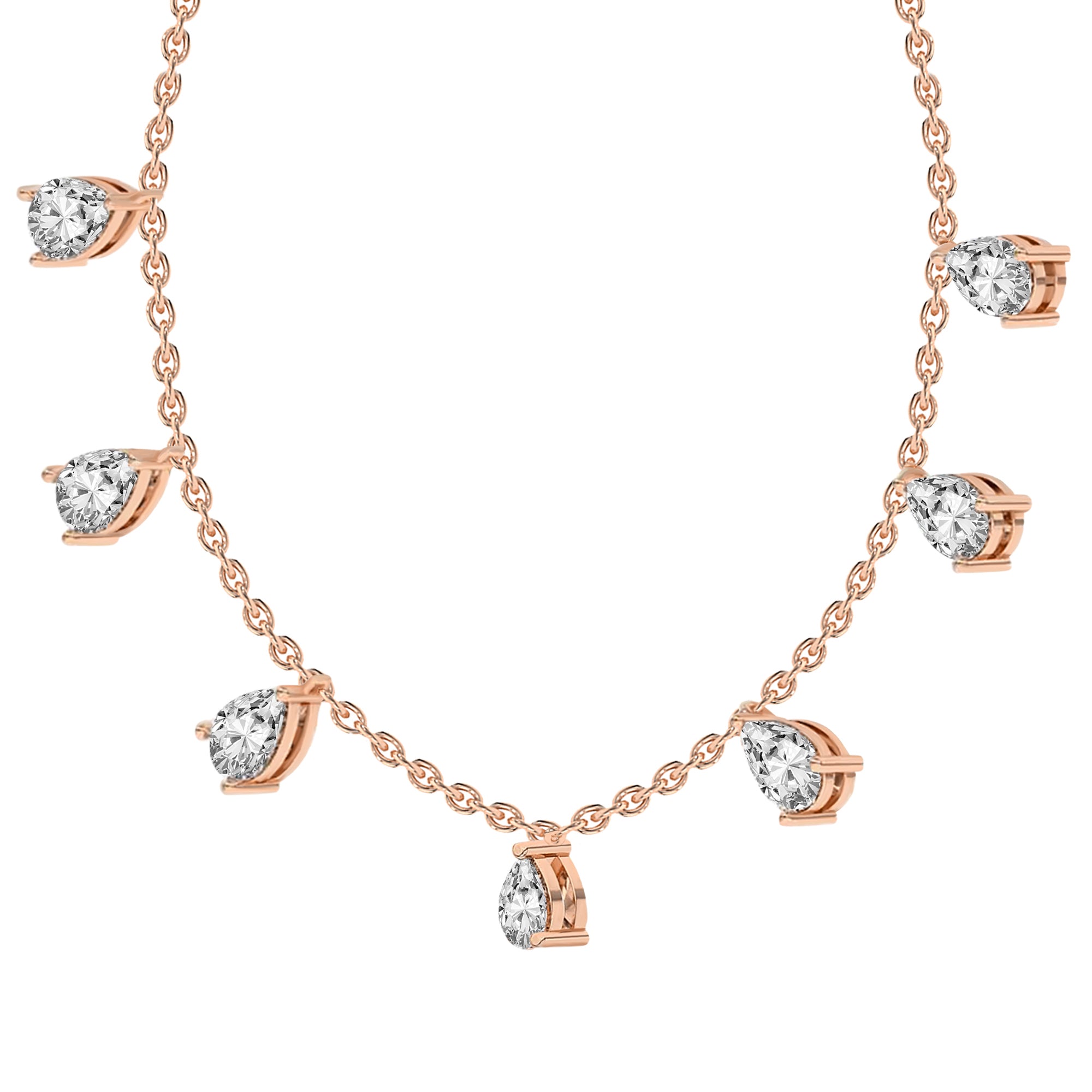 1.19 Ct Pear Shape Diamond Fashion Necklace | 14K Rose Gold