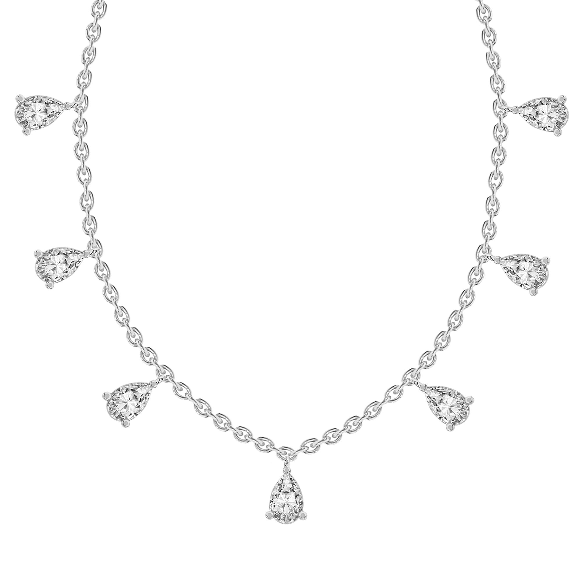 1.19 Ct Pear Shape Diamond Fashion Necklace | 14K White Gold