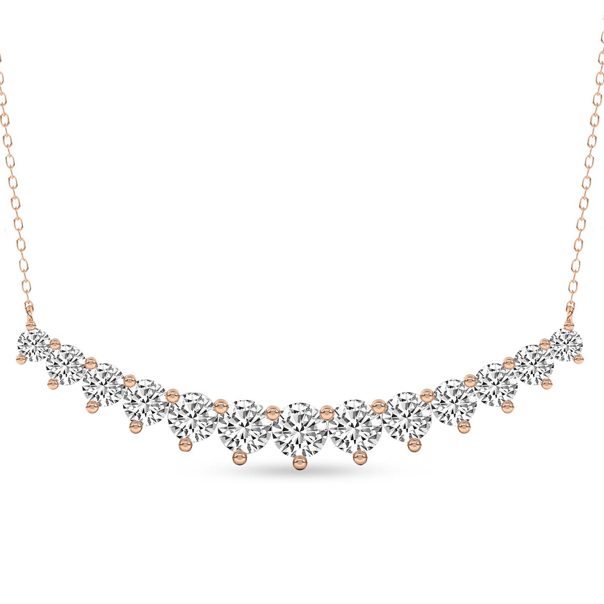 5.06 Ct Round Shape Diamond Fashion Necklace | 14K Rose Gold