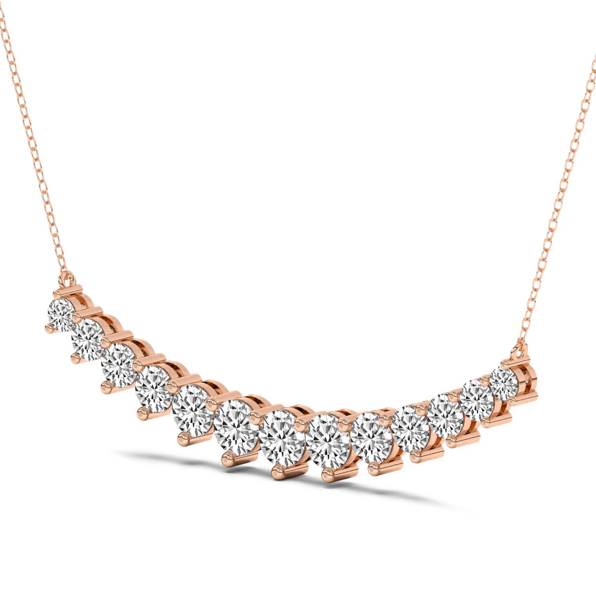 5.06 Ct Round Shape Diamond Fashion Necklace | 14K Rose Gold