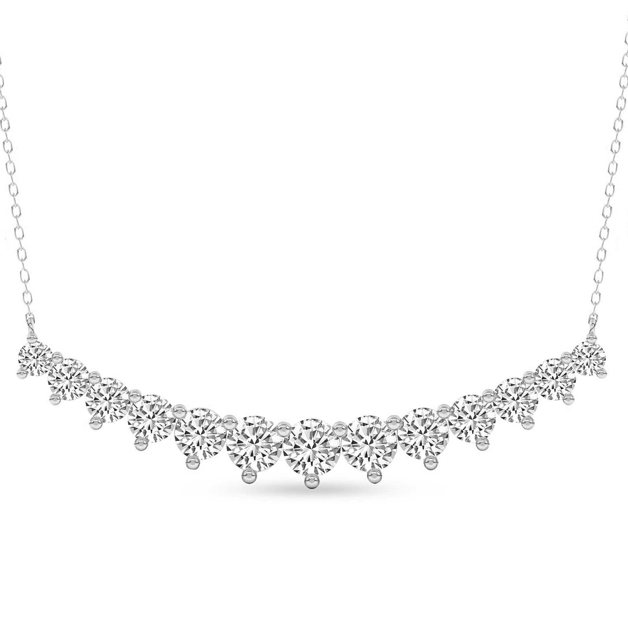 5.06 Ct Round Shape Diamond Fashion Necklace | 14K White Gold
