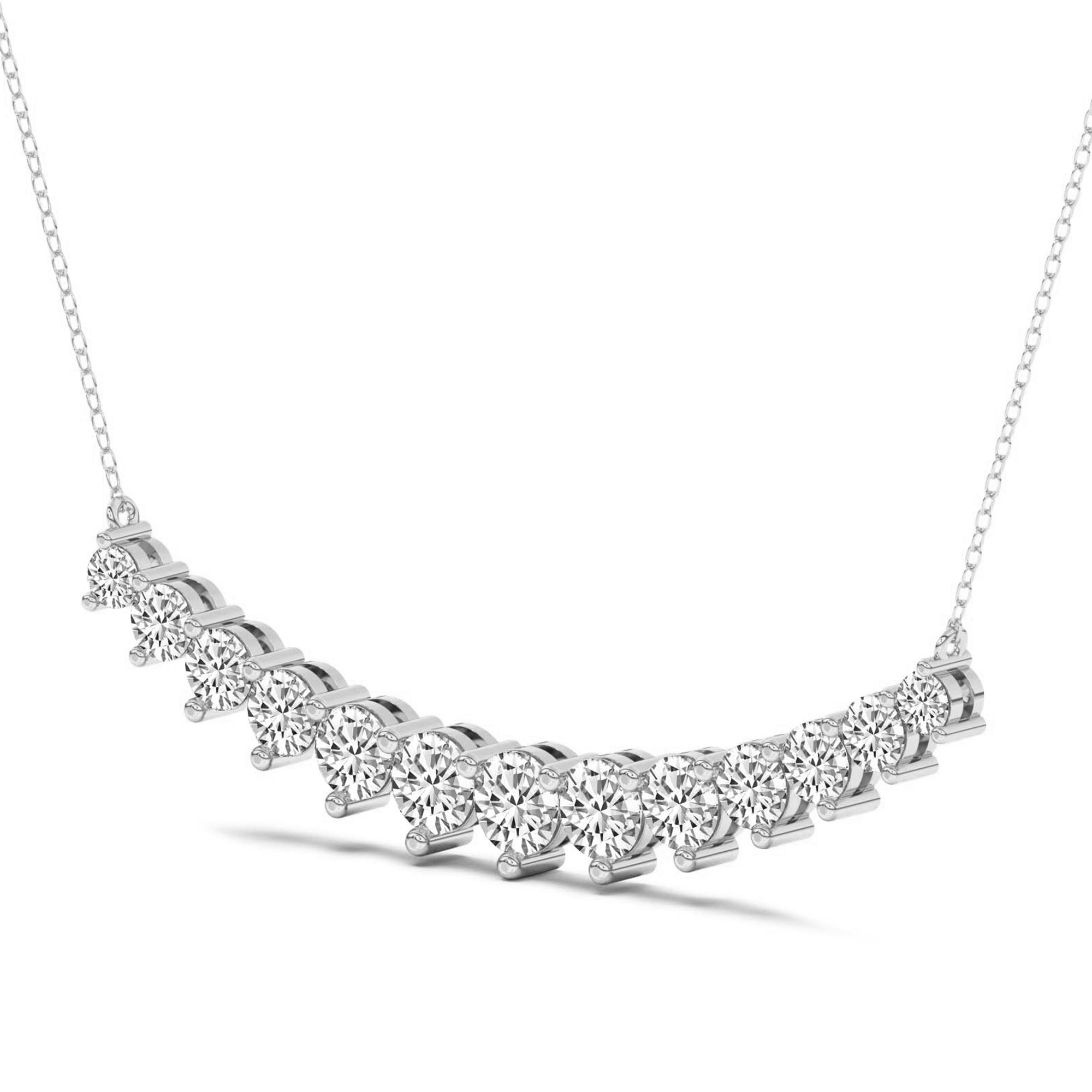5.06 Ct Round Shape Diamond Fashion Necklace | 14K White Gold