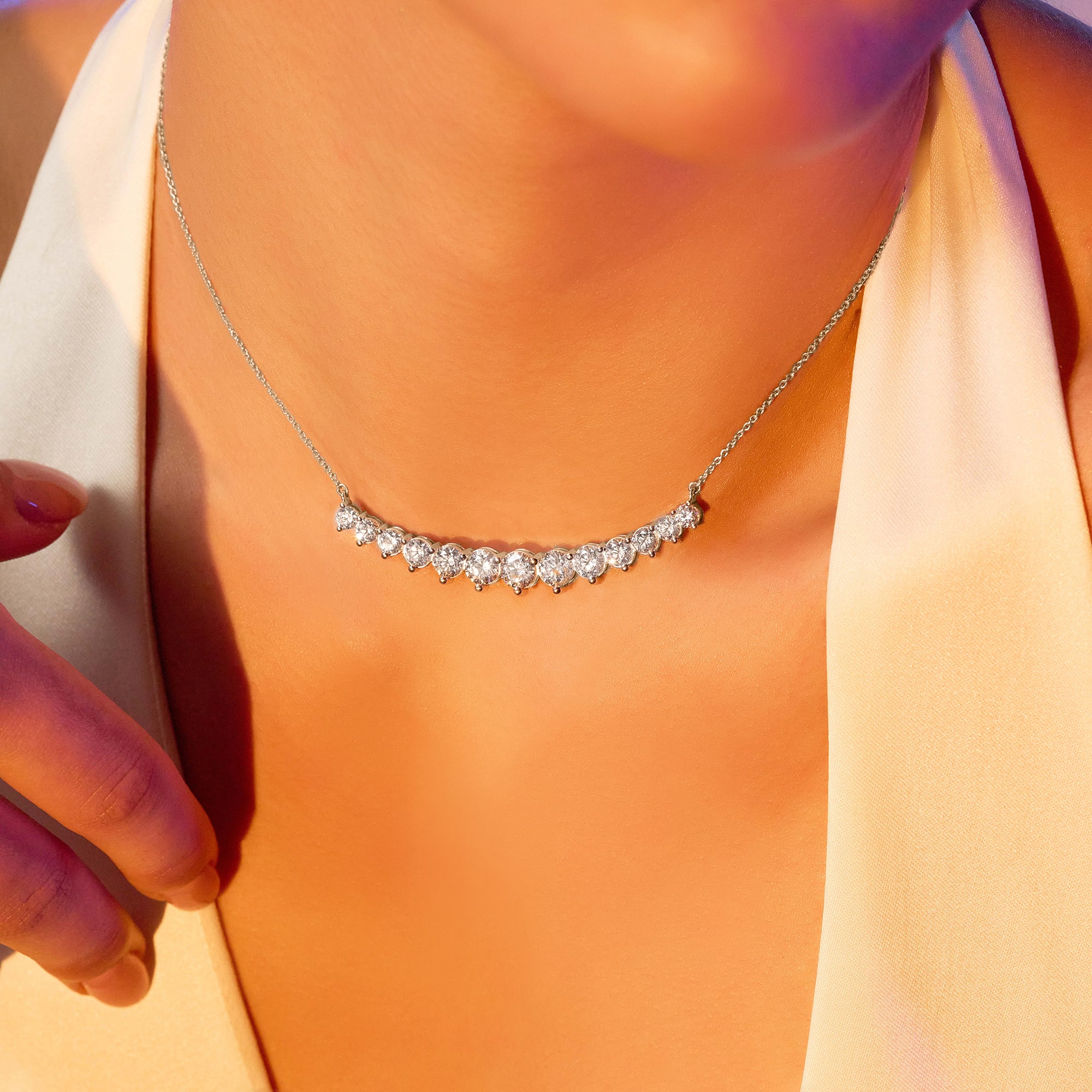 5.06 Ct Round Shape Diamond Fashion Necklace | 14K White Gold