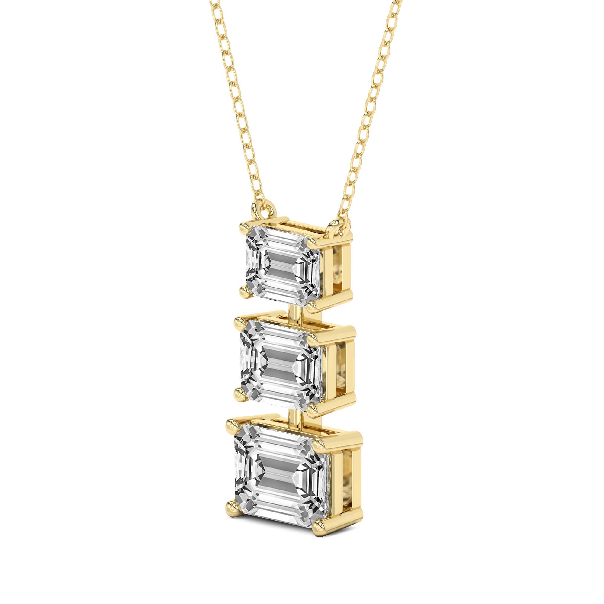 2 Ct Emerald Shape Diamond Fashion Necklace | 14K Yellow Gold