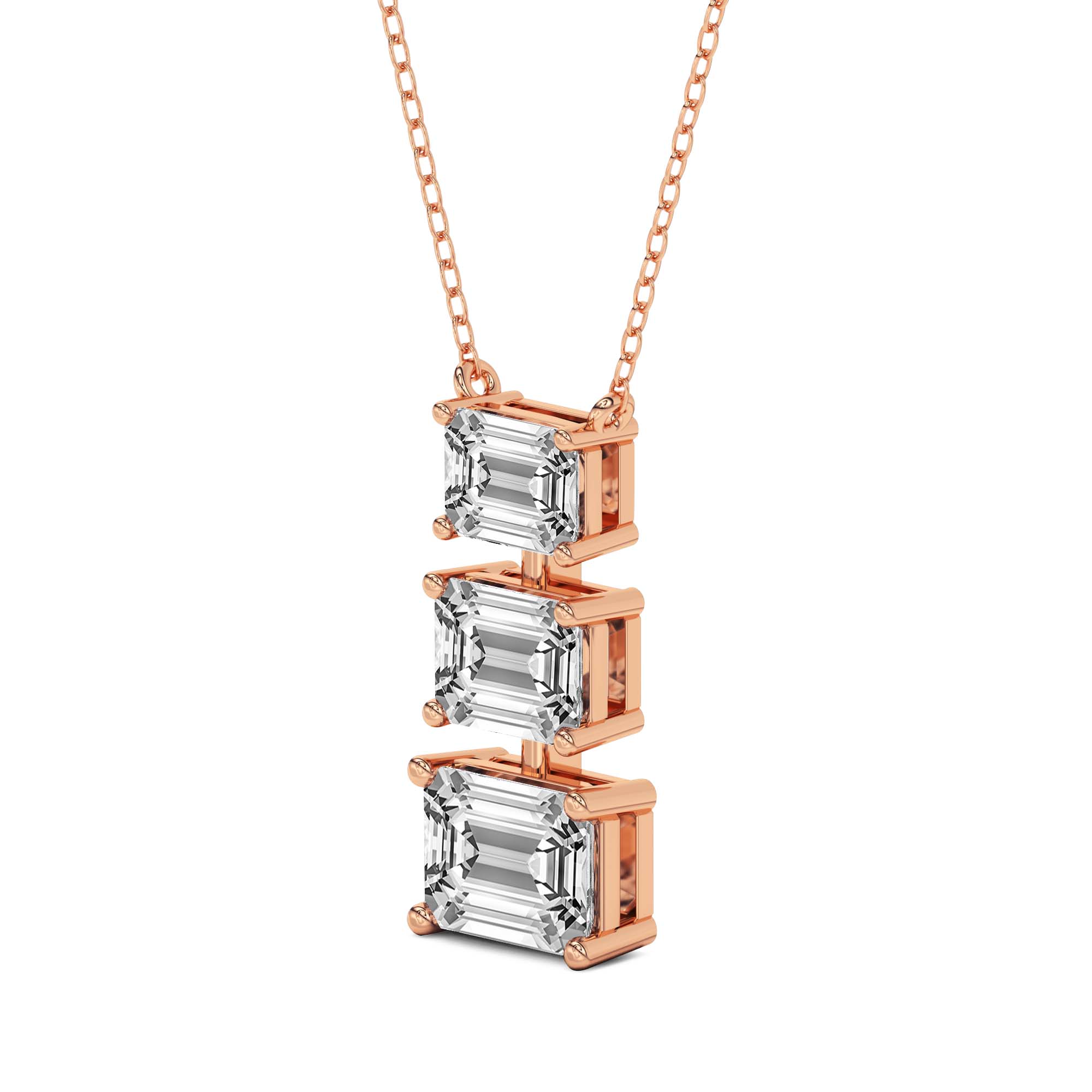 2 Ct Emerald Shape Diamond Fashion Necklace | 14K Yellow Gold