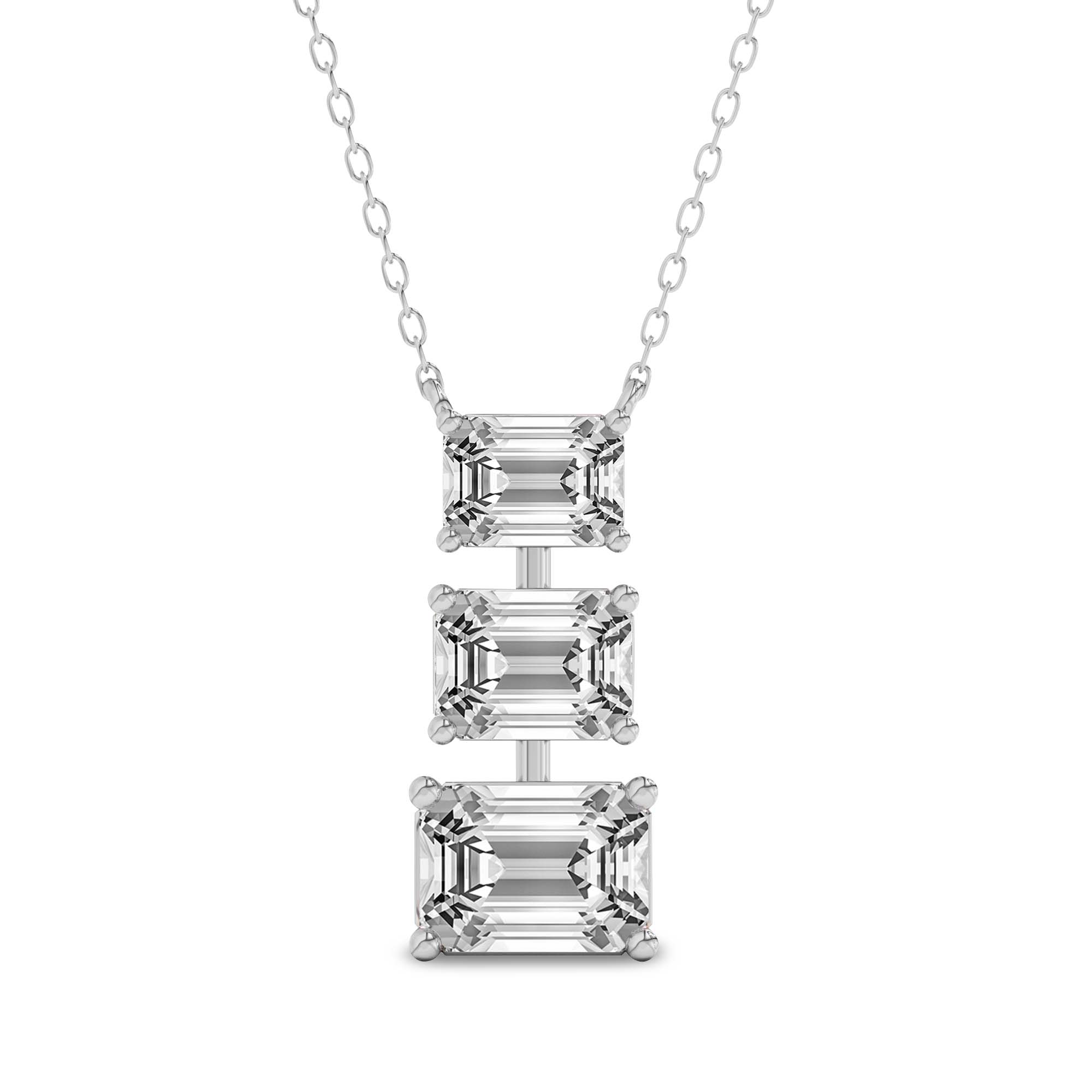 2 Ct Emerald Shape Diamond Fashion Necklace | 14K White Gold
