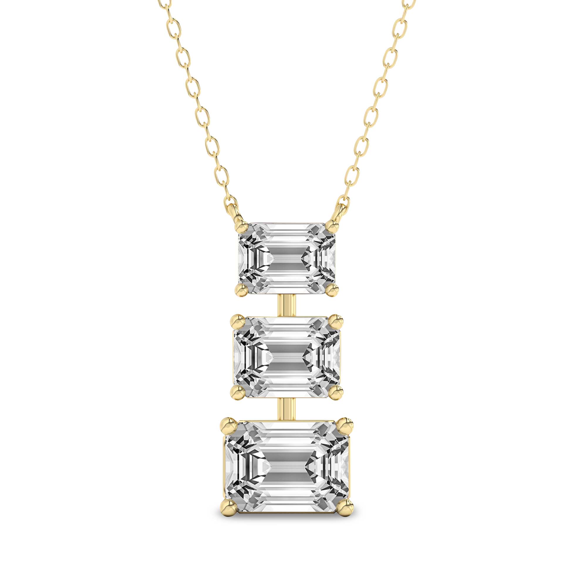2 Ct Emerald Shape Diamond Fashion Necklace | 14K Yellow Gold