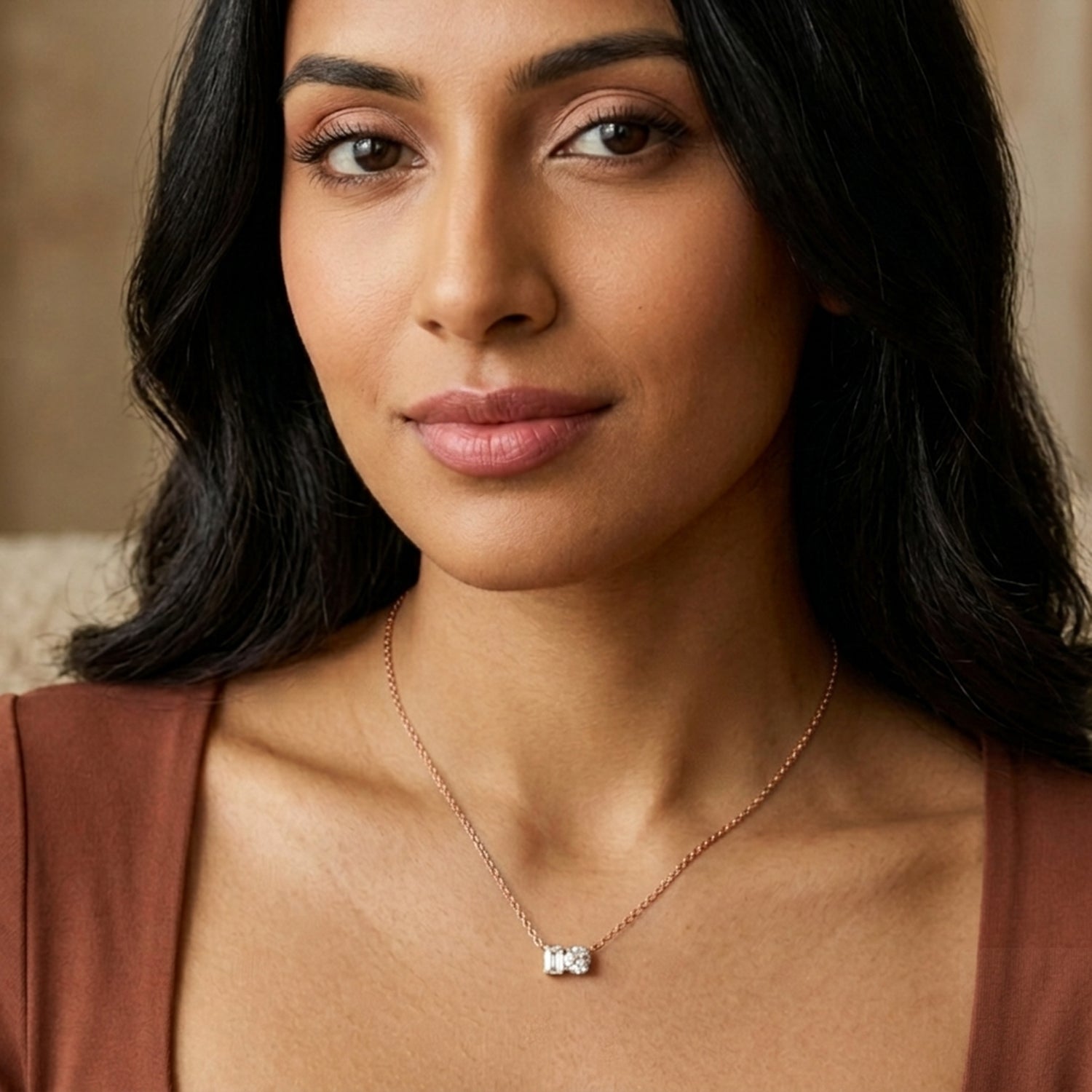 2 Ct Emerald & Round Shape Diamond Fashion Necklace | 14K Yellow Gold
