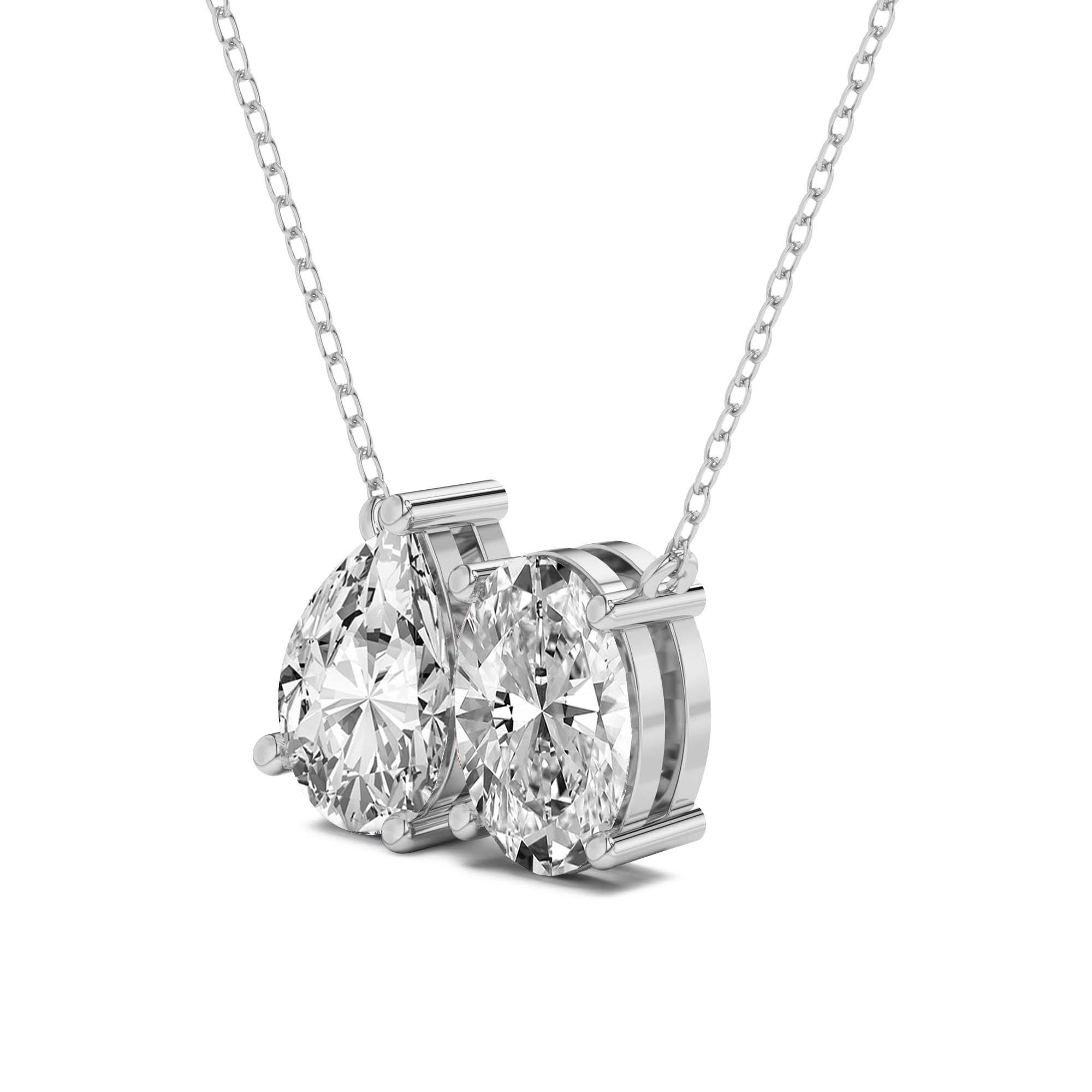 2 Ct Pear & Oval Shape Diamond Fashion Necklace | 14K White Gold