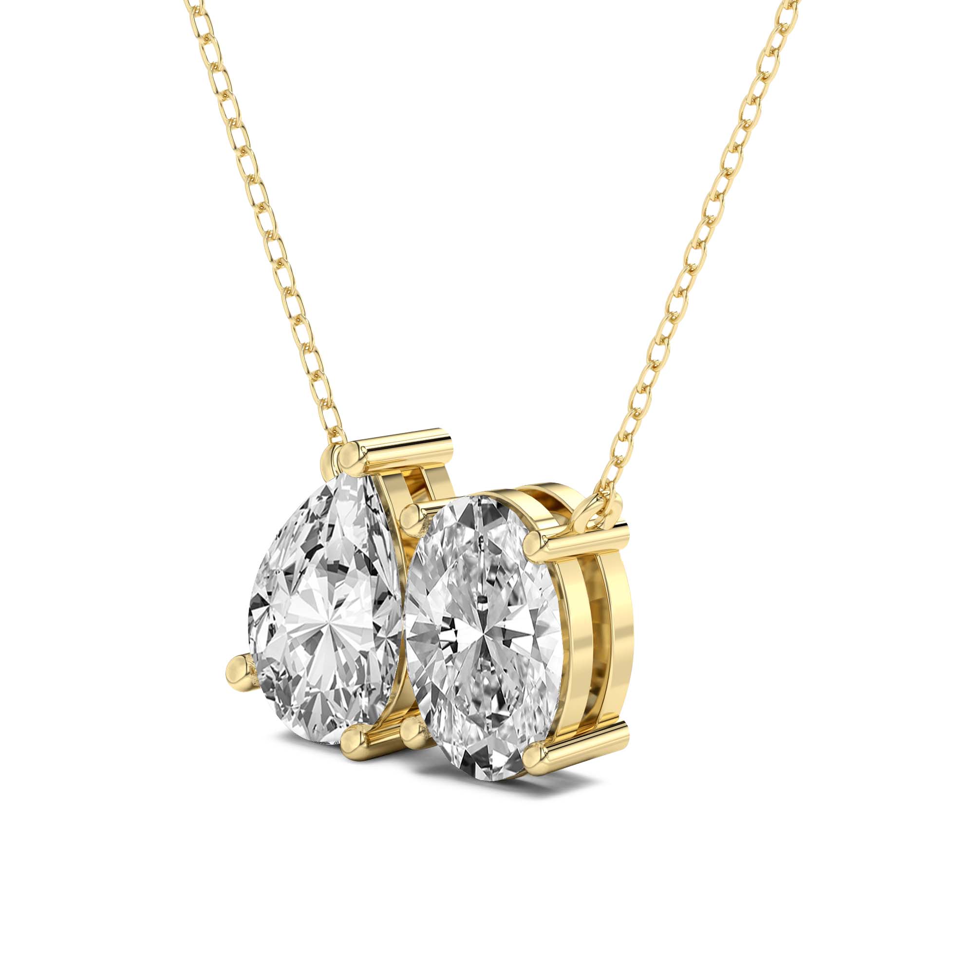 2 Ct Pear & Oval Shape Diamond Fashion Necklace | 14K Yellow Gold