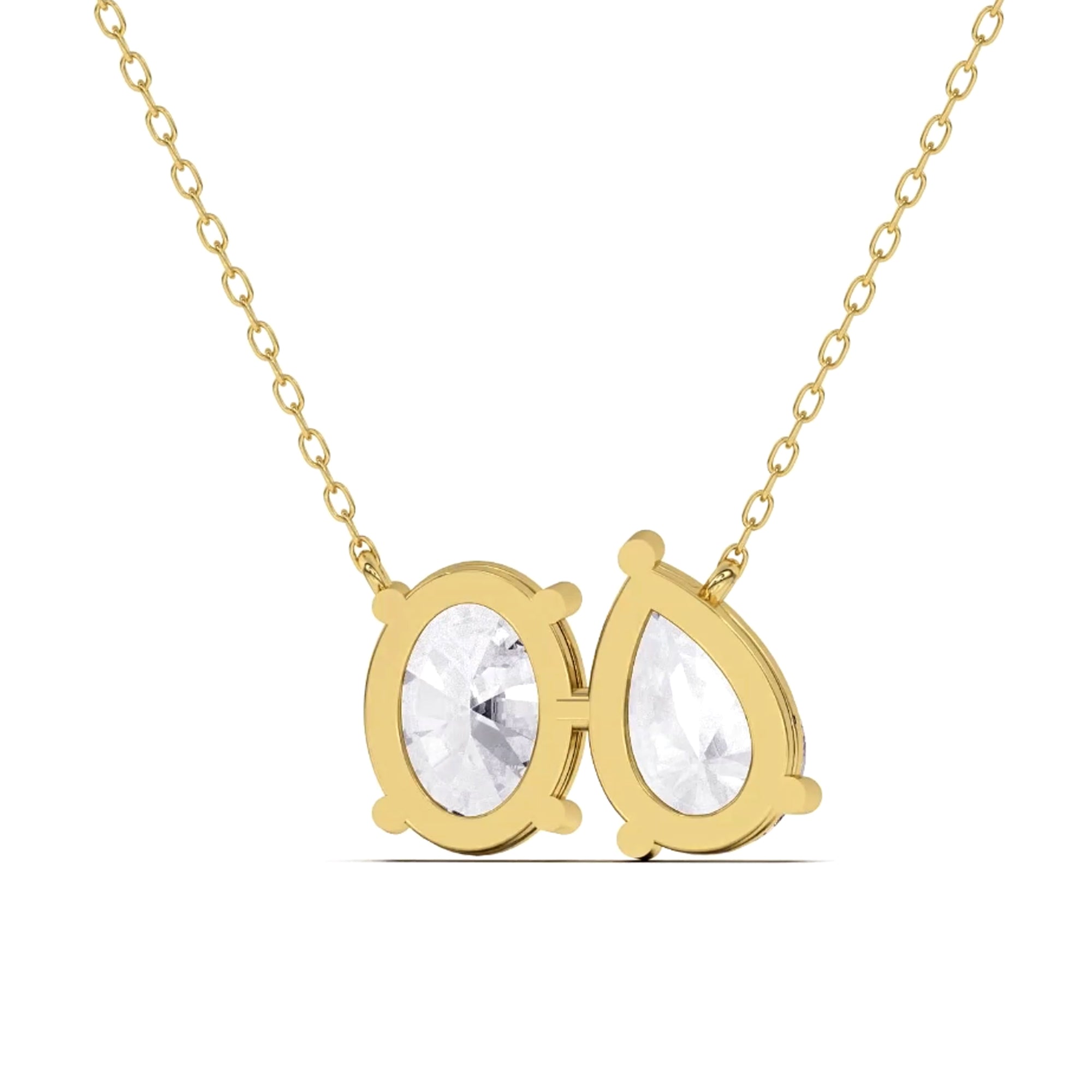 2 Ct Pear & Oval Shape Diamond Fashion Necklace | 14K Yellow Gold