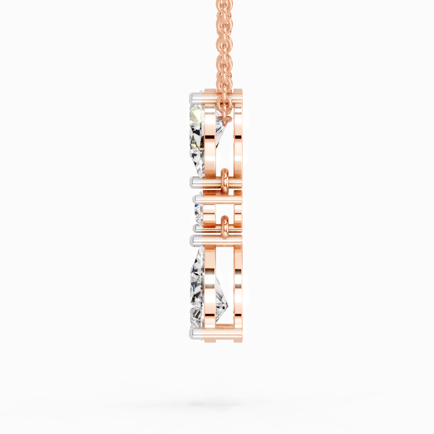 4.05 Ct Pear & Round Diamond Pendant Necklace | 14K Rose Gold