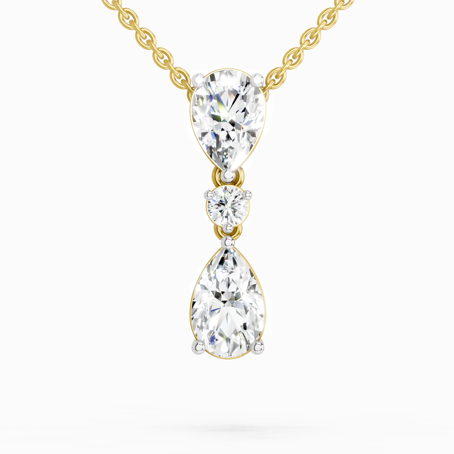 4.05 Ct Pear Diamond Pendant Necklace in 14K