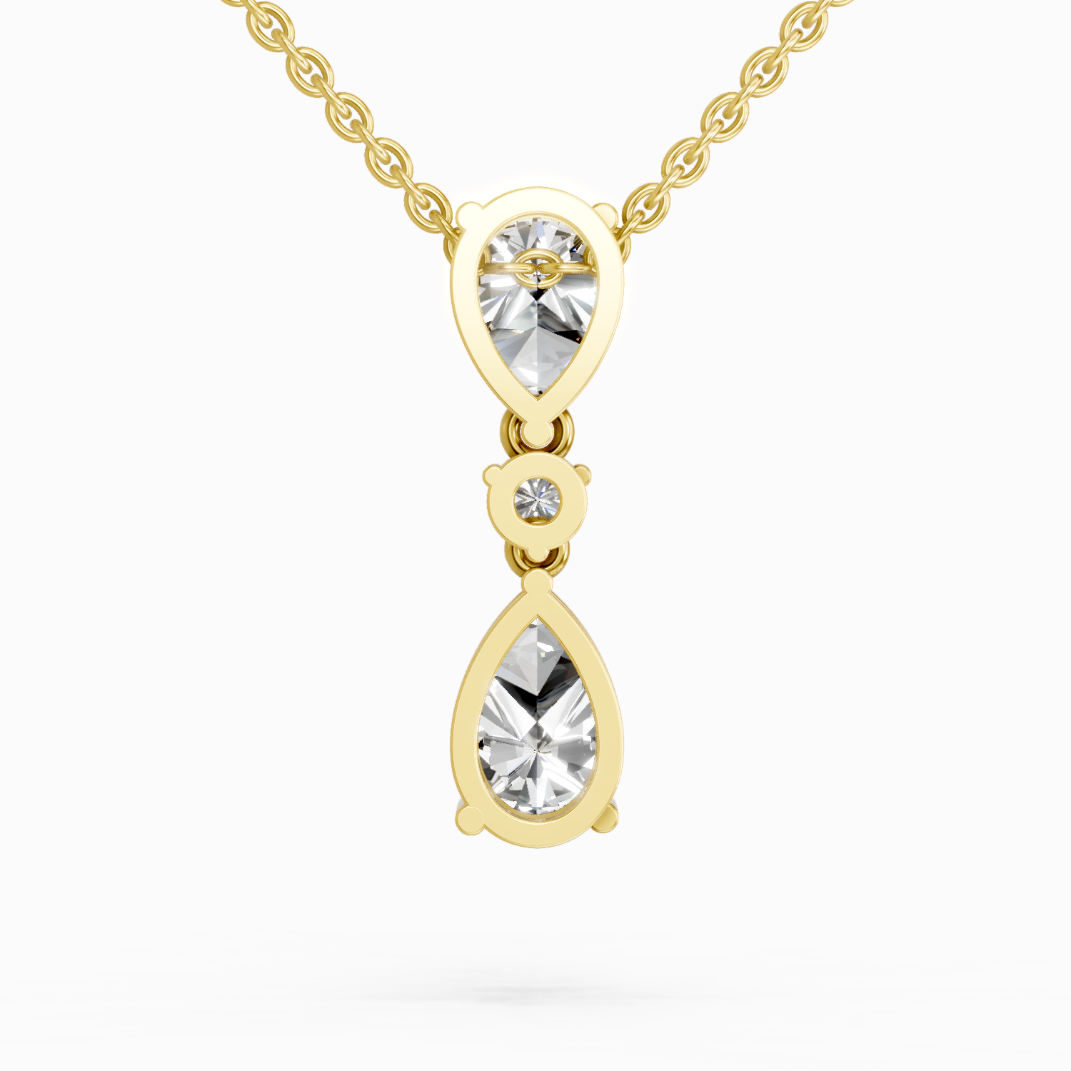 4.05 Ct Pear & Round Diamond Pendant Necklace | 14K Yellow Gold