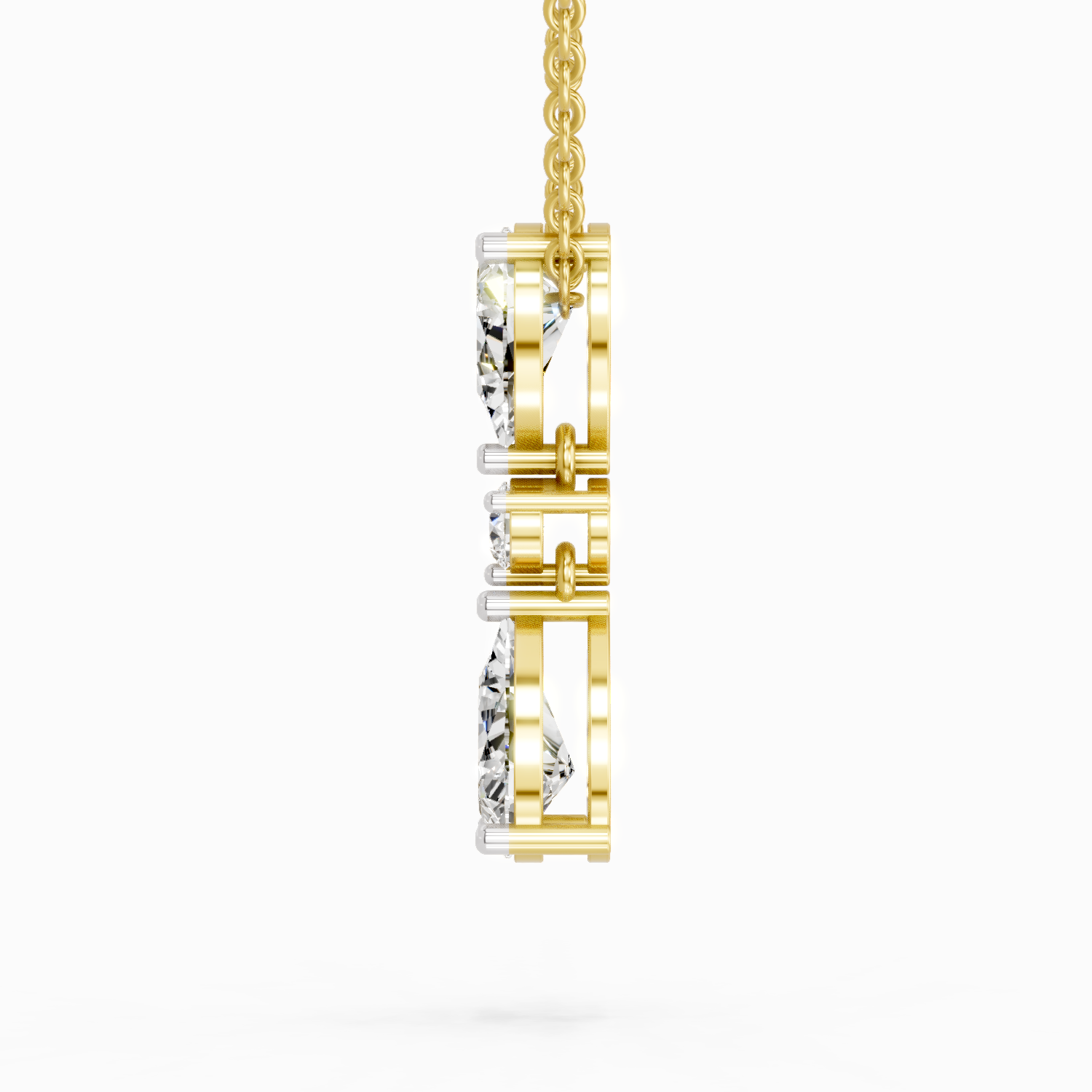 4.05 Ct Pear & Round Diamond Pendant Necklace | 14K Yellow Gold