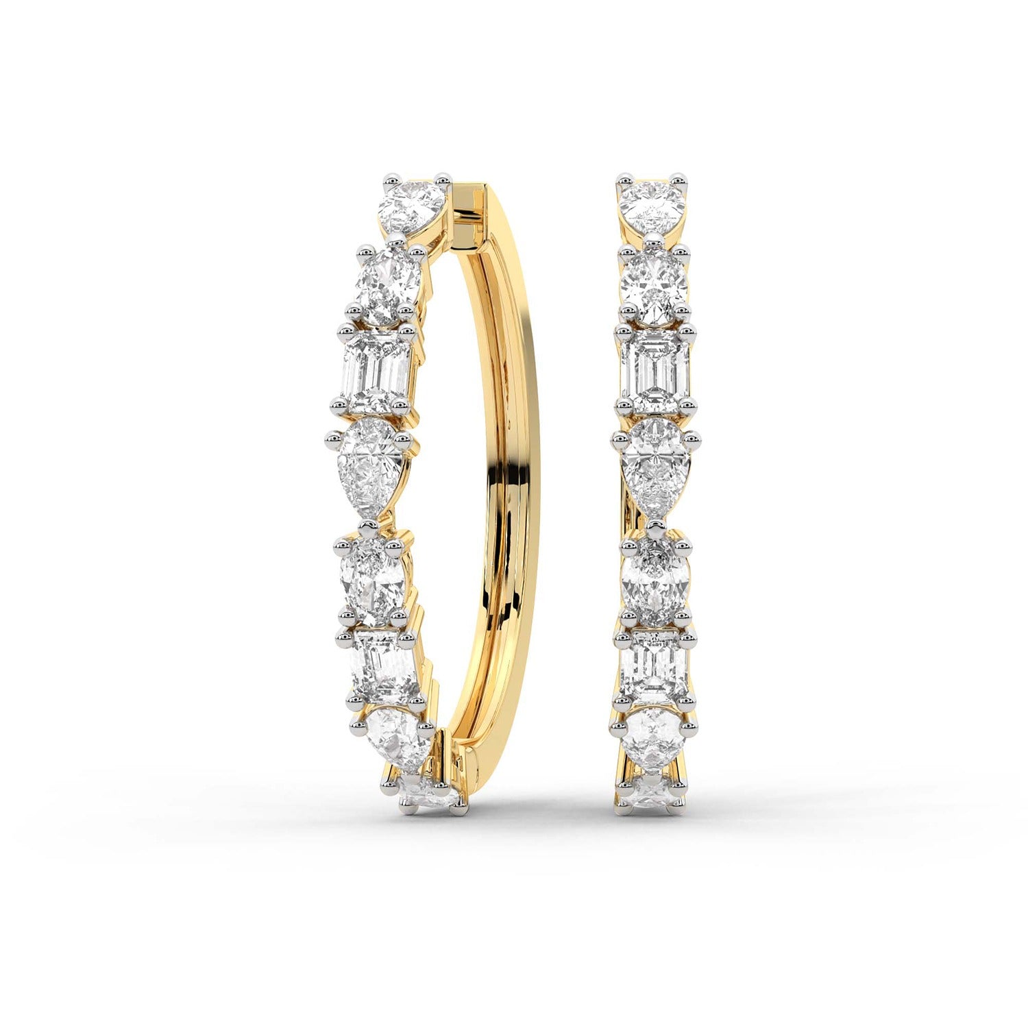 Sparkles ixed Cut Hoop Diamond Earring