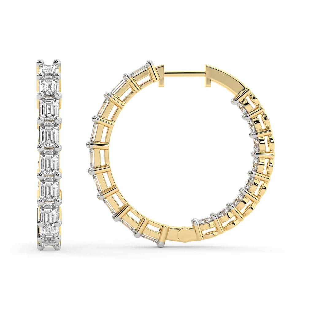 Sparkles Emerald Cut Hoop Diamond Earring