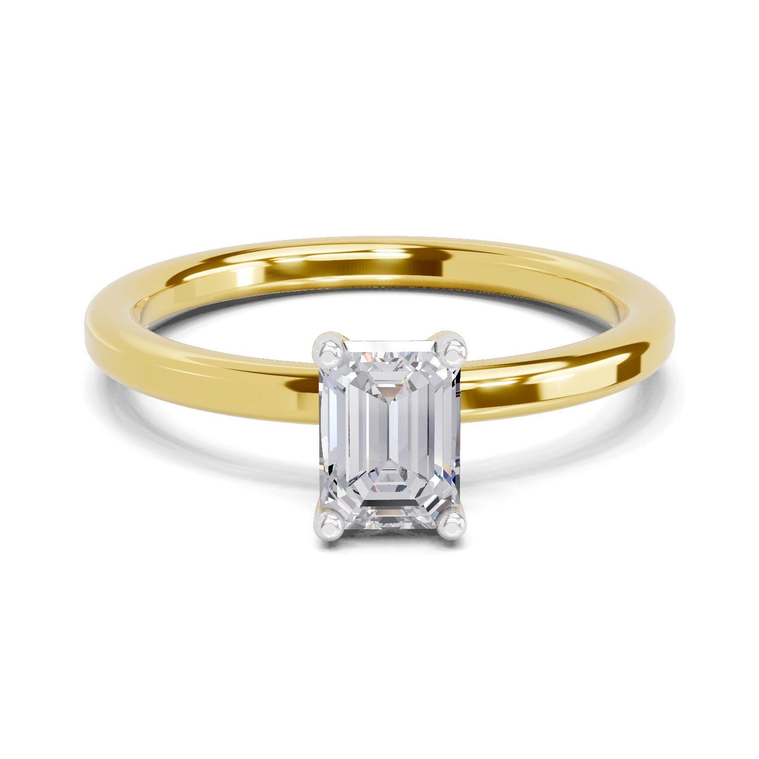 0.75 Ct Emerald Shape Solitaire Diamond Ring| 14K Yellow Gold