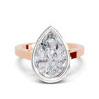 3 Ct Pear Shape Solitaire Diamond Ring| 14K Rose Gold