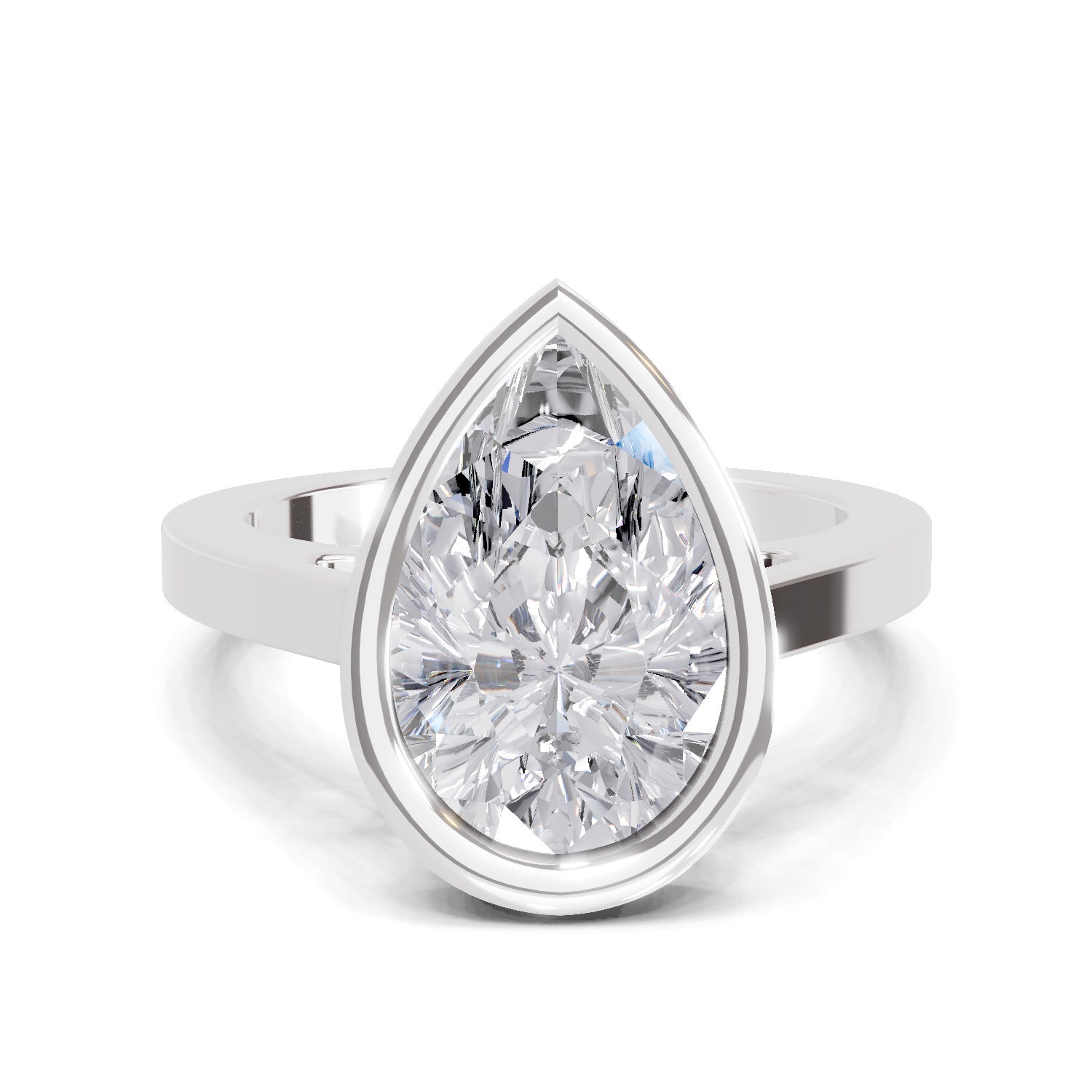 3 Ct Pear Shape Solitaire Diamond Ring| 14K White Gold