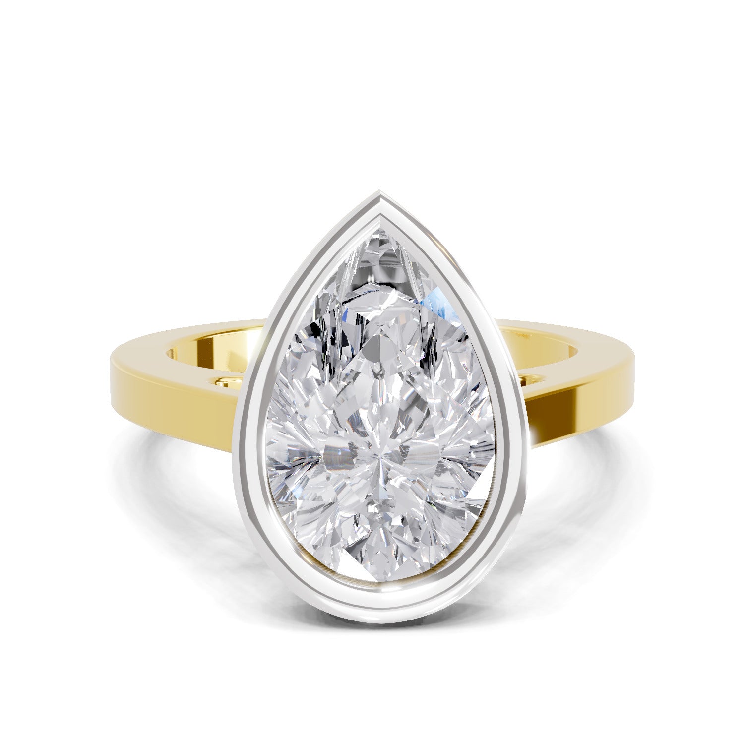 3 Ct Pear Shape Solitaire Diamond Ring| 14K Yellow Gold