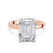 4 Ct Emerald Shape Solitaire Diamond Ring| 14K Rose Gold