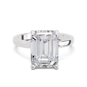 4 Ct Emerald Shape Solitaire Diamond Ring| 14K White Gold
