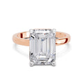 5 Ct Emerald Shape Solitaire Diamond Ring| 14K Rose Gold