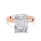 5 Ct Emerald Shape Solitaire Diamond Ring| 14K Rose Gold