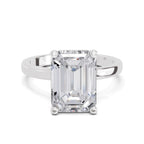 5 Ct Emerald Shape Solitaire Diamond Ring| 14K White Gold