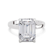 5 Ct Emerald Shape Solitaire Diamond Ring| 14K White Gold