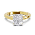 2 Ct Cushion Shape Solitaire Diamond Ring| 14K Yellow Gold