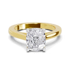 2 Ct Cushion Shape Solitaire Diamond Ring| 14K Yellow Gold