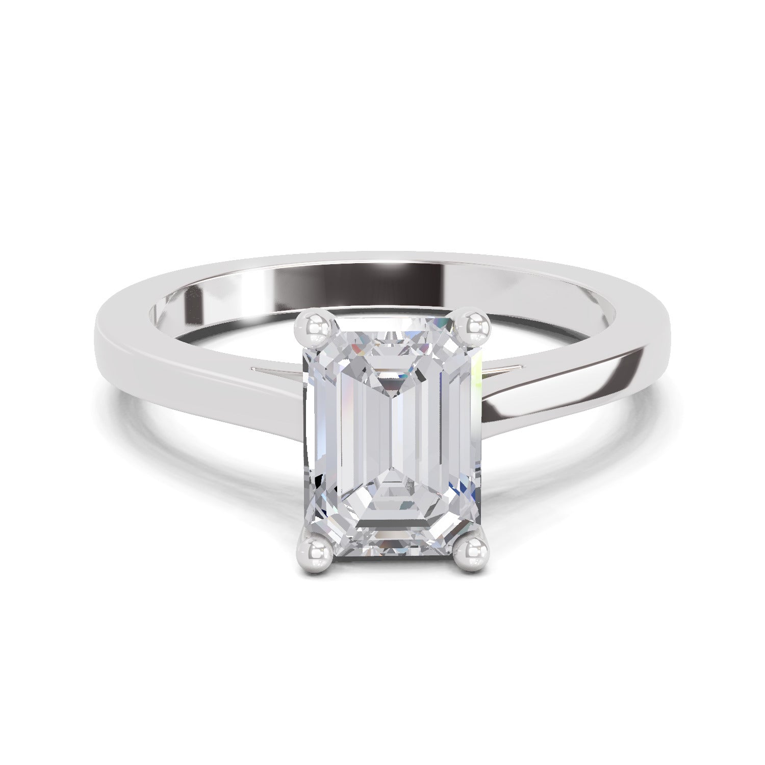 2.1 Ct Emerald Shape Solitaire Diamond Ring| 14K White Gold