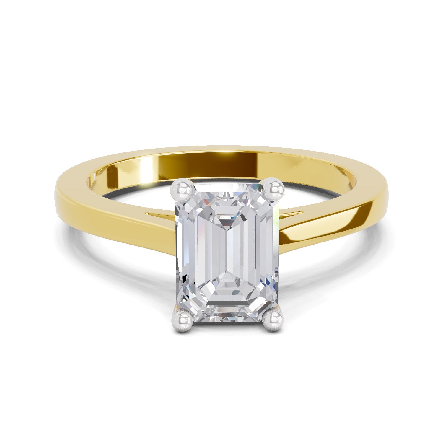 2.1 Ct Emerald Shape Solitaire Diamond Ring| 14K Yellow Gold