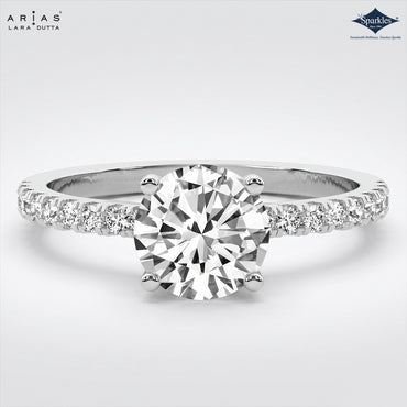 Arias by Lara Dutta Traditional Pave Solitaire Diamond Ring