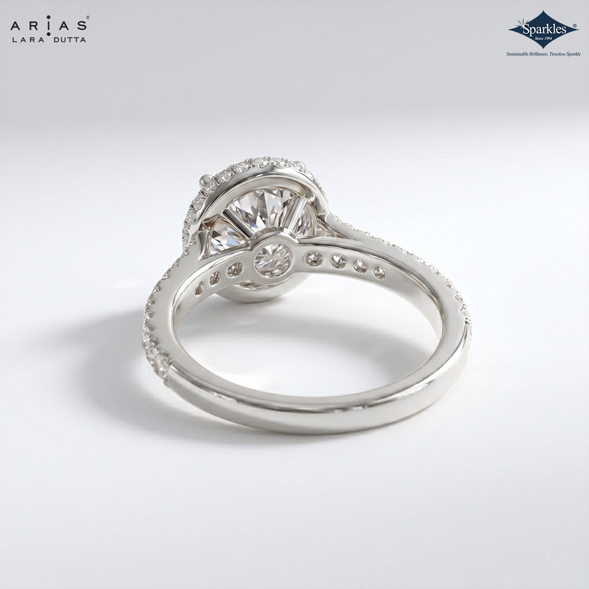 Arias by Lara Dutta Radiant Cut Halo Engagement Ring