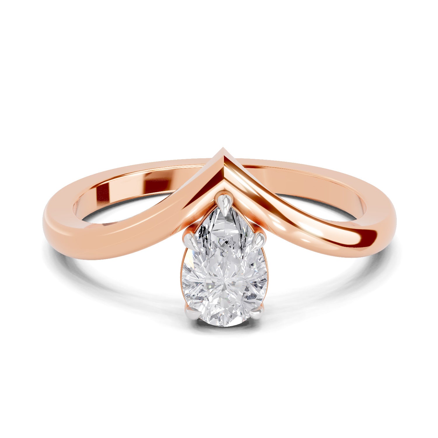 0.5 Ct Pear Shape Solitaire Diamond Ring| 14K Rose Gold