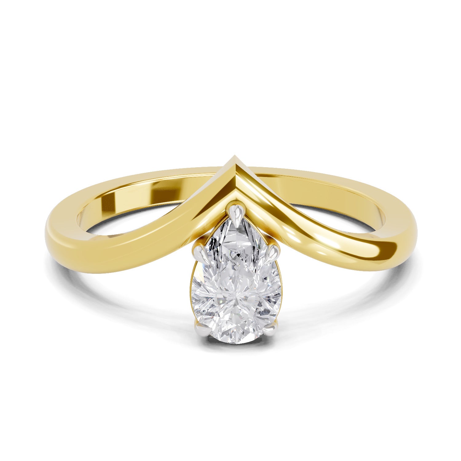 0.5 Ct Pear Shape Solitaire Diamond Ring| 14K Yellow Gold